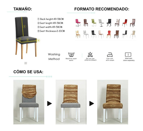 Imagen 4 de 5 de Funda Para Silla Comedor Cubre Asiento Elastizada Y Lavable
