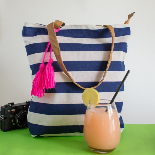 Bolsos Carteras Para La Playa O Pileta Lona Eco Cuero