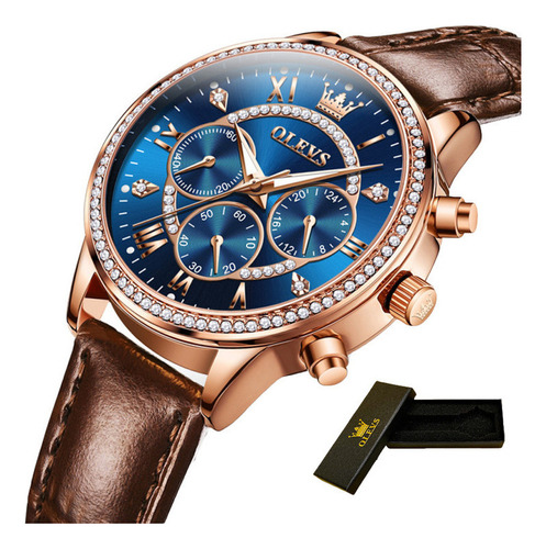 Reloj De Diamantes De Lujo Olevs Luminous Chronograph .