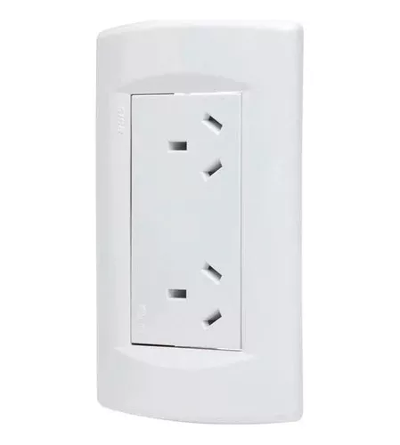 Llave De Luz Sica - 1 Toma Doble Enchufe Argentino - Blanca