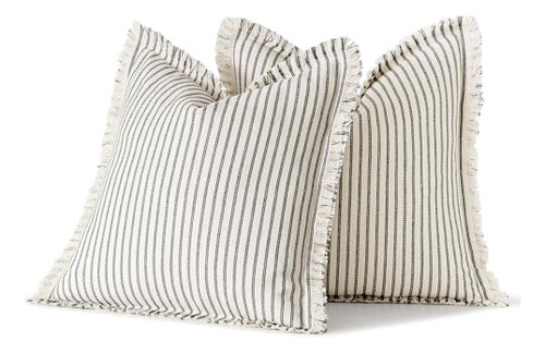 Funda De Almohada Gris Miulee Pack De 2 De 18x18 Pulgadas Co