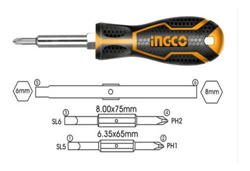 Ingco Destornillador Multi-función 6 En 1