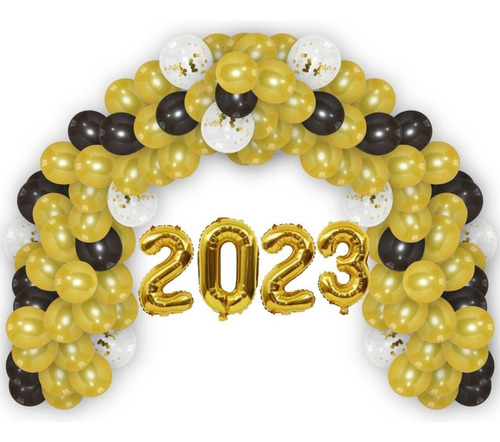 Kit Decoracion Dorado Negro Fin De Año Grado 2023 