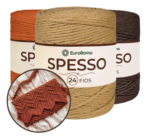 Kit 5 Barbantes Spesso Nº24 Euroroma Crochê Macrame Tapete
