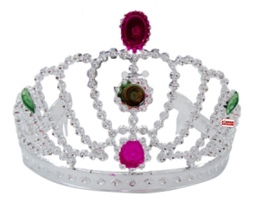 Corona Reina Plateada X 1 Princesa Gemas - Ciudad Cotillón