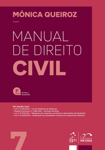 Manual de Direito Civil, de Queiroz, Mônica. Editora Forense Ltda., capa mole em português, 2022