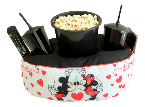 Almofada Porta Pipoca Balde, Cinema, Netflix, 2 Copos Cor Mickey E Minnie