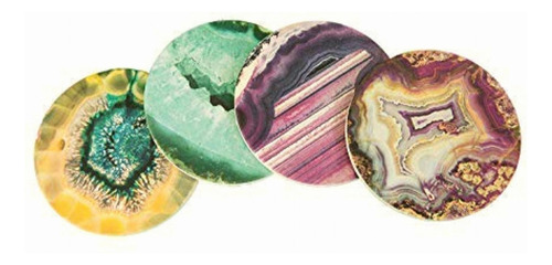 Coasterstone Portavasos Absorbentes (juego De 4), Color Multicolored Agates Assorted