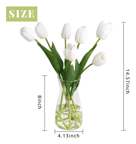 Jarrón De Cristal Moderno Con 10 Flores Artificiales De Seda