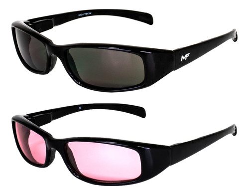 2 Pares De Gafas De Sol Mf Motowear Bad Attitude Cool Para Y