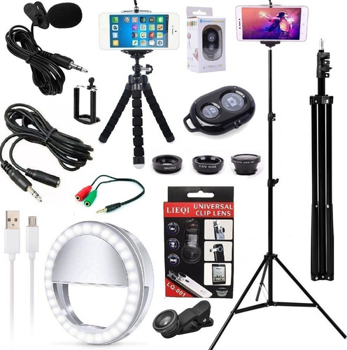 Kit Youtuber Profissional Microfone Lapela Tripé 2,10m Flash