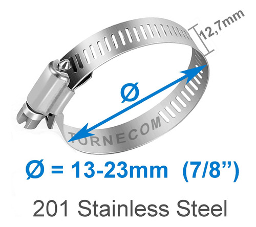 Abrazadera Acero Inoxidable 13-23mm 4 Piezas