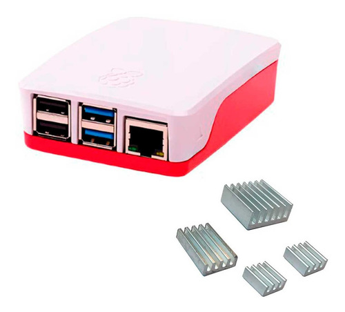 Case Oficial Para Raspberry Pi4 Pi 4 + Dissipadores De Calor
