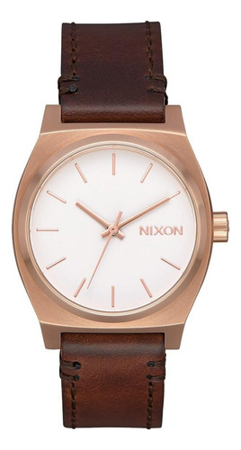 Reloj Medium Time Teller Leather Rose Gold White