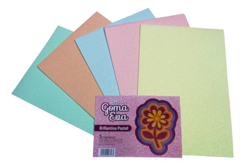 Goma Eva Pastel Con Brillantina A4 Pack X5 Serviciopapelero