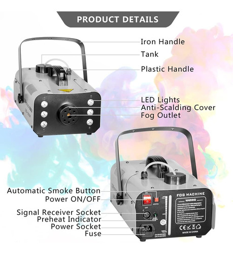 Máquina De Humo 900wts Con Led Incorporados Rgb Dj Disco