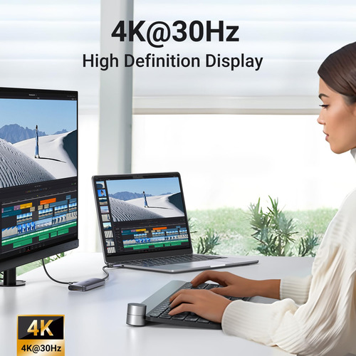 Hub Usb C Ugreen Revodok 6 En 1 Con 4 K Hdmi, 3 Usb 3.0, Sd/