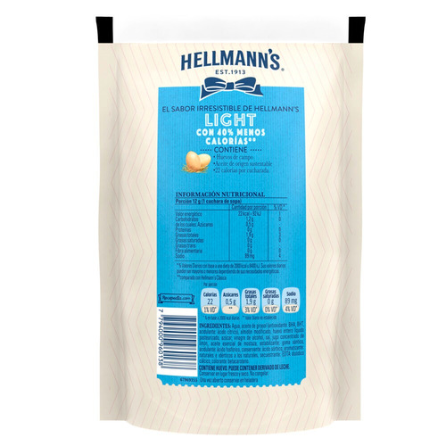 Mayonesa Hellmann's Light en doy pack 475 g