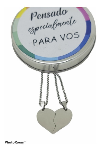 Dije Con Cadenas Corazón  X 2 Amistad/amor Acero Quirurgico 