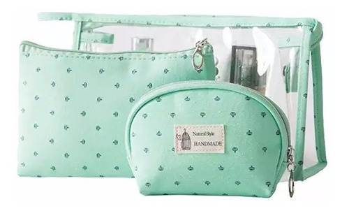 Cosmetiqueras, De 3 , Bolsas Maquillaje Color Verde