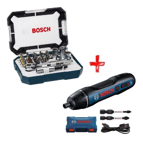 Set Kit Juego Bosch 26 Pzs Puntas + Atornillador A Bat  3,6v