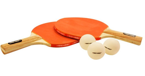 Imagen 2 de 7 de Set Ping Pong 2 Paletas + 3 Pelotas Tenis Mesa Sensei Juego