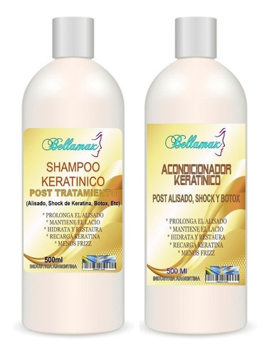 Shampoo Y Acondicionador Keratinico Post Tratamiento 500ml