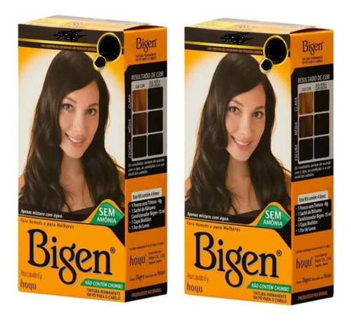 Kit 2 Tintura Coloração Sem Amónia Em Pó Bigen Sua Escolha