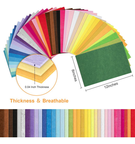 Hojas De Fieltro Para Manualidades De 8 X 12 Pulgadas, 40 Pi