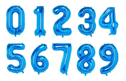  Globos Numeros Metalizados Azul De 80 Cm 