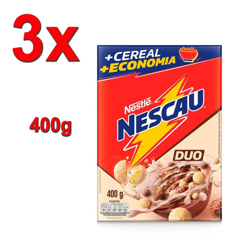 Cereal Nestlé Nescau Duo Atacado 400g 3 Unidades 