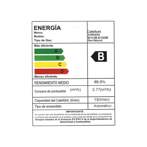 Calefont Junkers 13 Litros Gas Natural W13 Kb 23