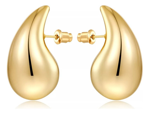 Aretes Mujer Oro Pendientes De Gota Agua Grandes Regalos