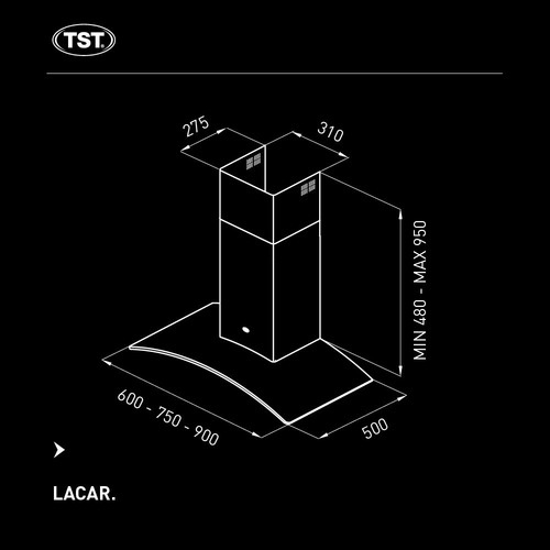 Campana De Cocina Tst Lacar 75cm. 3 Velocidades Luz Led Cuot