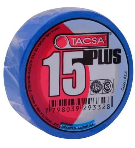 Cinta Aisladora Pvc 15 Plus De 10mts Tacsa Azul