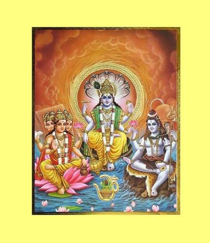 Afiche Poster La Trimurti O Trinidad  Brahma Vishnu Shiva 