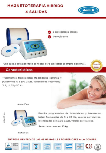 Imagen 6 de 11 de Magnetoterapia Digital Demik 4 Salidas Frecuencia Aplicador
