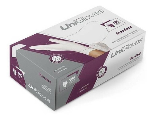 Luvas descartáveis UniGloves Standard cor látex natural tamanho  M de látex com pó x 100 unidades 