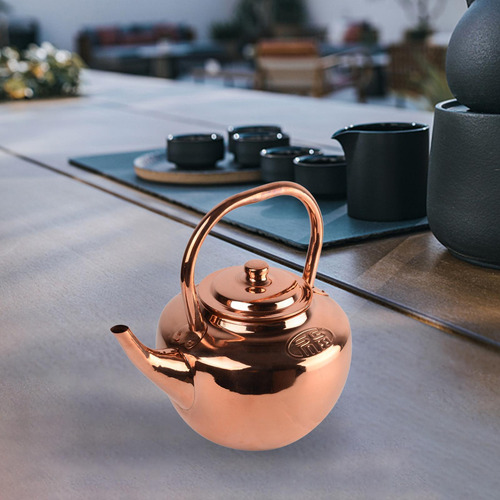 Tetera De Cobre, Tetera, Infusor De Té 3l Caño Corto Rojo