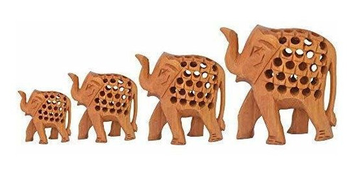 Javi Oferta De La Semana - Familia De 4 Elefantes De Madera