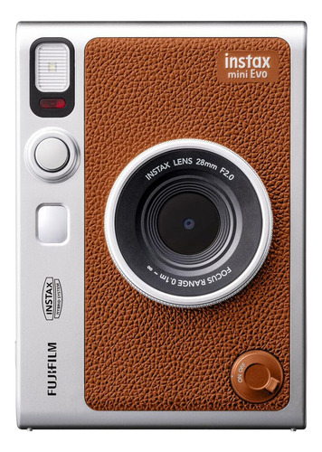 Cámara Fujifilm Instax Mini Evo Hybrid Brown Con 60 Película