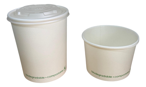 Envase Blanco 16 Oz Con Tapa Biodegradable 473 Ml 50 Piezas
