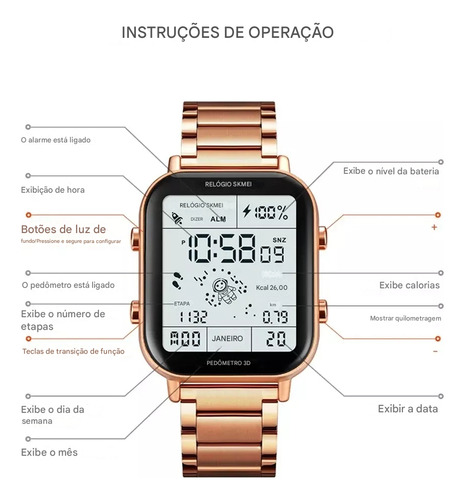 Reloj Electrónico Multifuncional Skmei 1888b Para Hombre