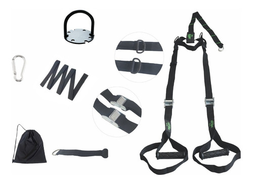 Imagem 1 de 10 de Fita De Suspensão - Trx Com Suporte Parede Dumbbell Black