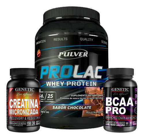 Prolac Proteía Bcaa Creatina Micronizada 100% Pura Genetic Sabor Chocolate