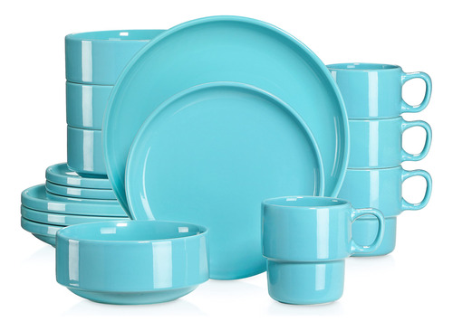Lovecasa Blue Dinnerware Sets For 4 16 Pcs Porcelain Dish S