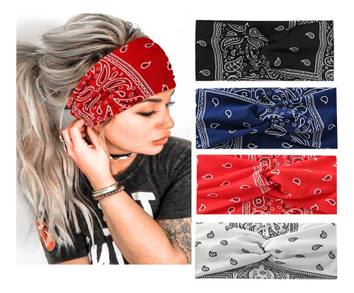 4pcs Bandas Para Cabello Cabeza Diademas Deportiva Elásticas
