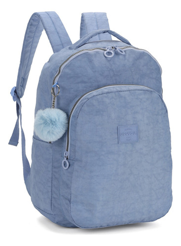 Mochila De Costas Escolar Up4you Crinkle Com Chaveiro Pompom