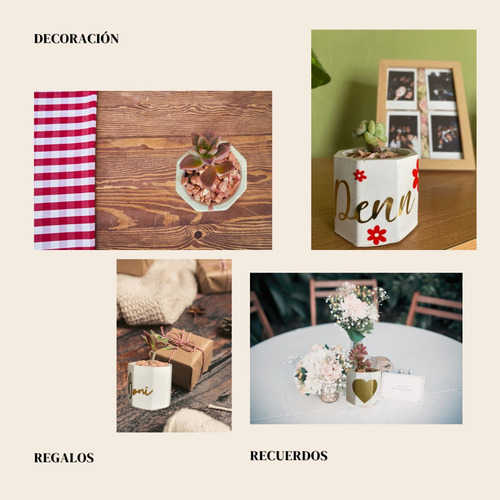Recuerdos Fiesta 10 Macetas - Personalizables Suculentas
