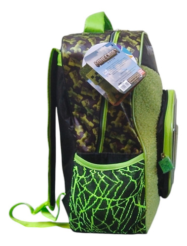 Kit Mochila Lonchera Lapicera Minecraft Movie Creeper Ruz Verde 3d Afelpado